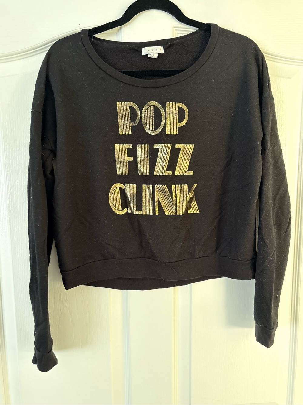 Leith Pop Fizz Clink Black Gold Graphic Sweatshirt Size Large